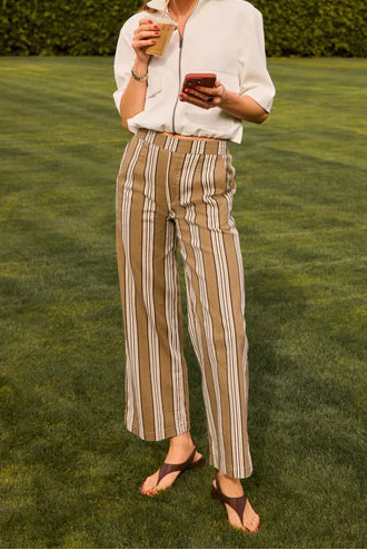 Topaz High Rise Trouser Pant in tan/navy by KUT