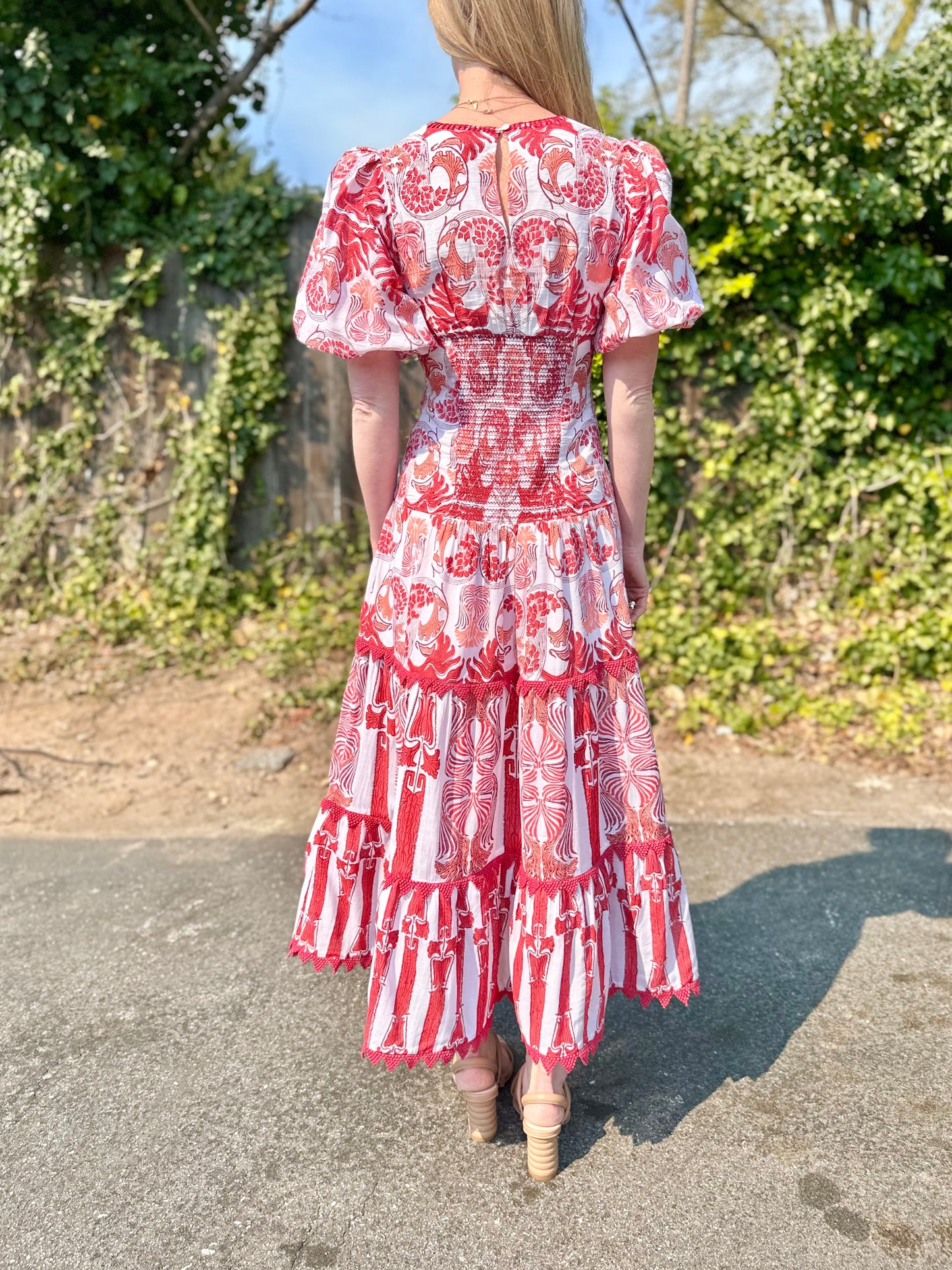 Yara Midi Dress in ruby vine by Ash & Eden