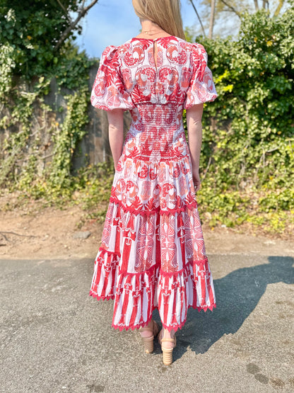 Yara Midi Dress in ruby vine by Ash & Eden