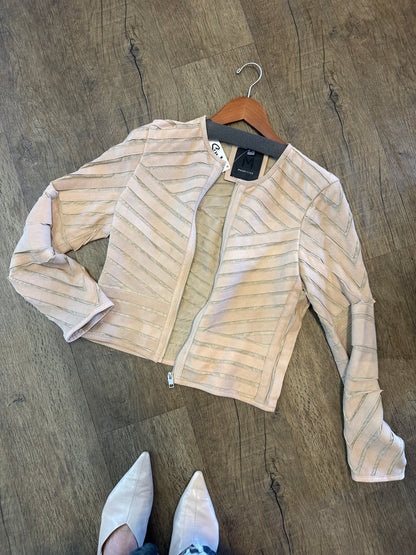 Yva RF Leather Jacket in beige by Mauritius