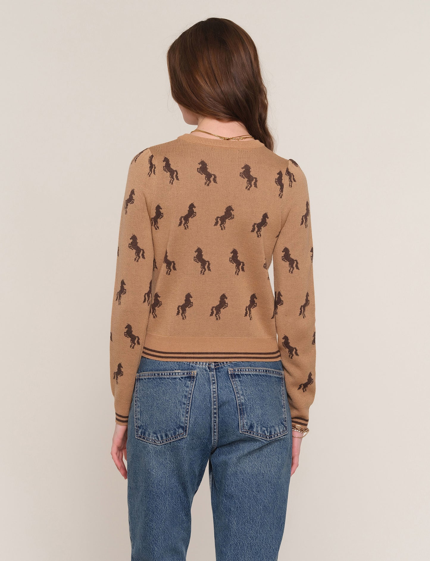 Astra Horse Cardigan in camel by Heartloom