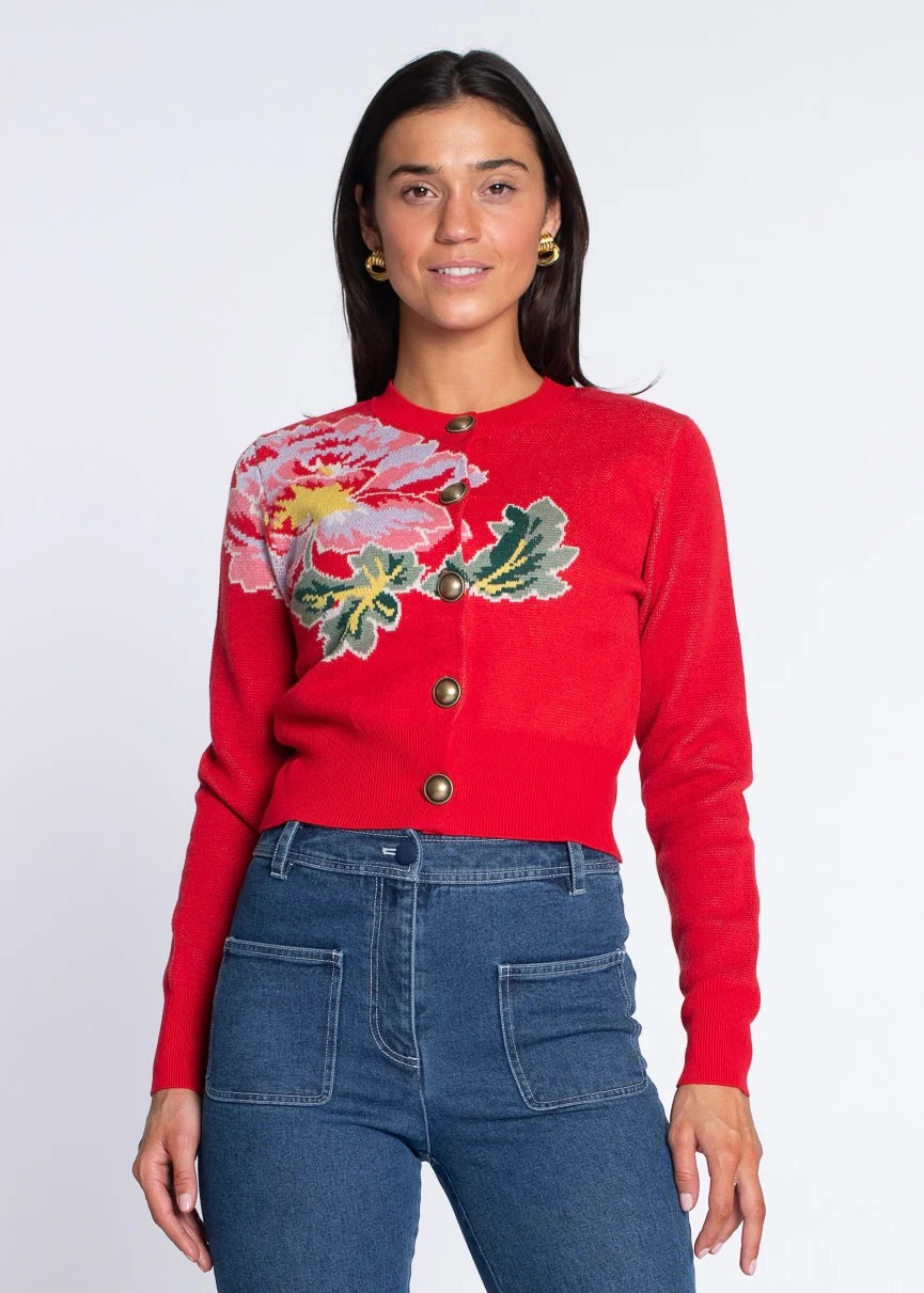 Naomi Cardigan in fall blooms by Elizabeth James