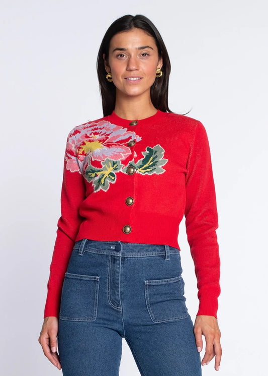 Naomi Cardigan in fall blooms by Elizabeth James