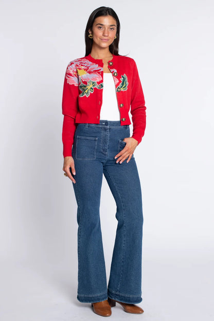 Naomi Cardigan in fall blooms by Elizabeth James