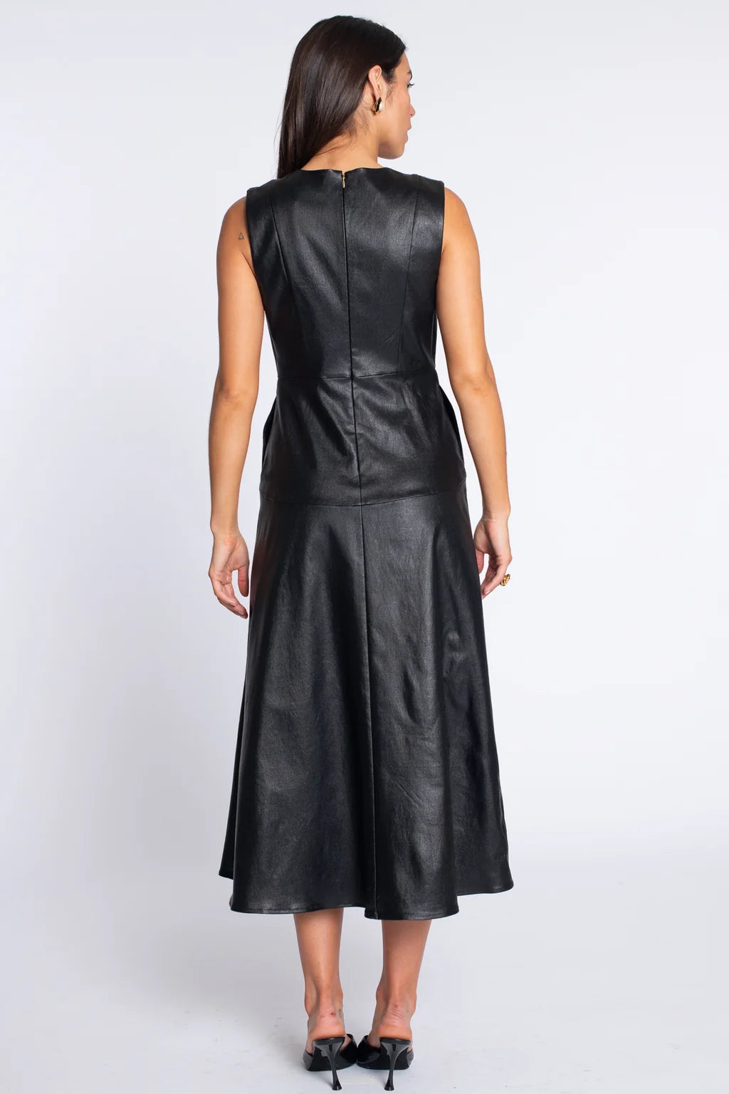Claire Dress in black metallic denim by Elizabeth James
