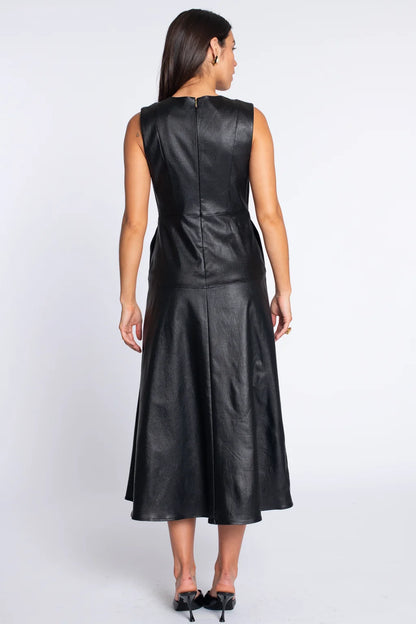 Claire Dress in black metallic denim by Elizabeth James