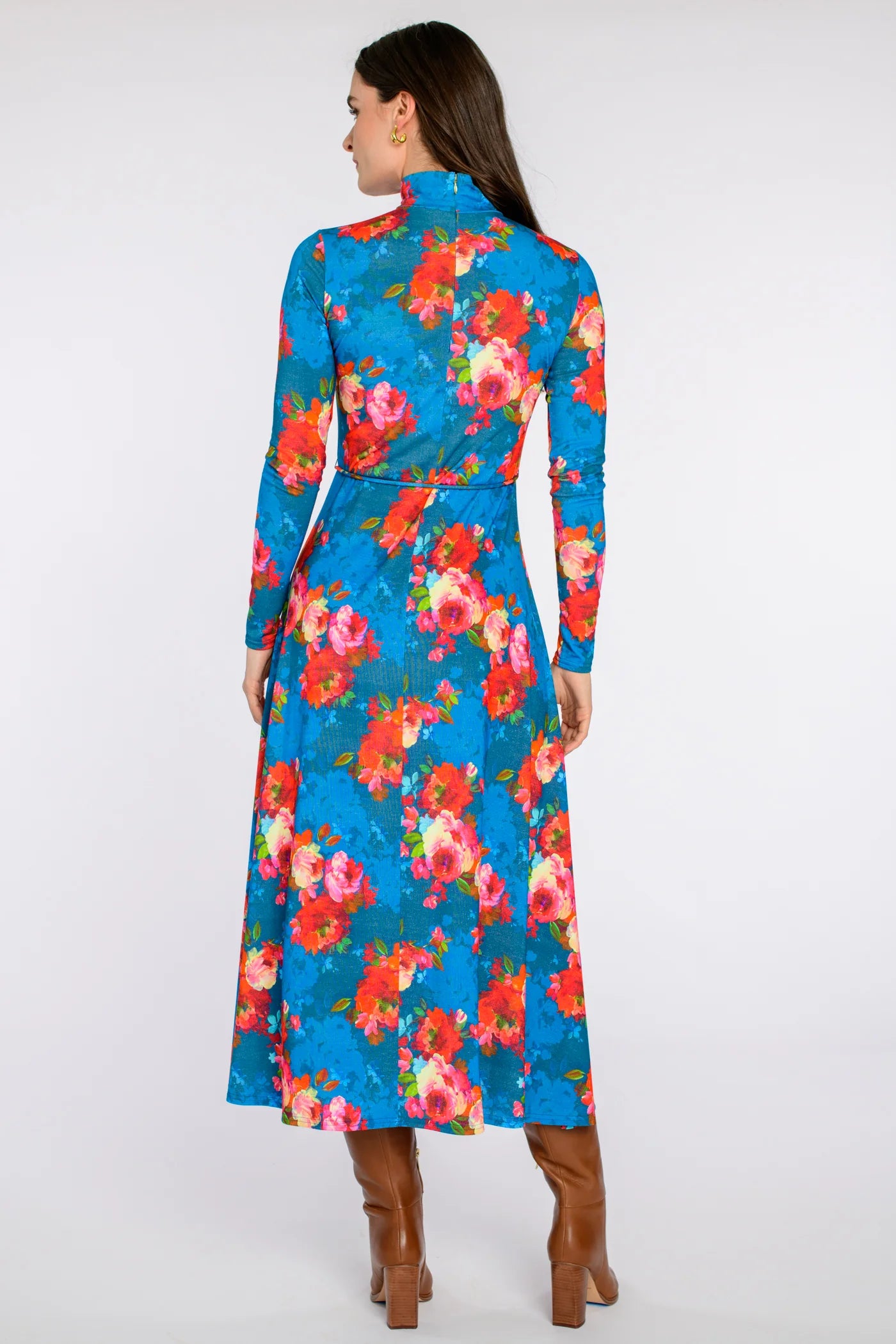 Stevie Dress in holiday chintz teal by Elizabeth James