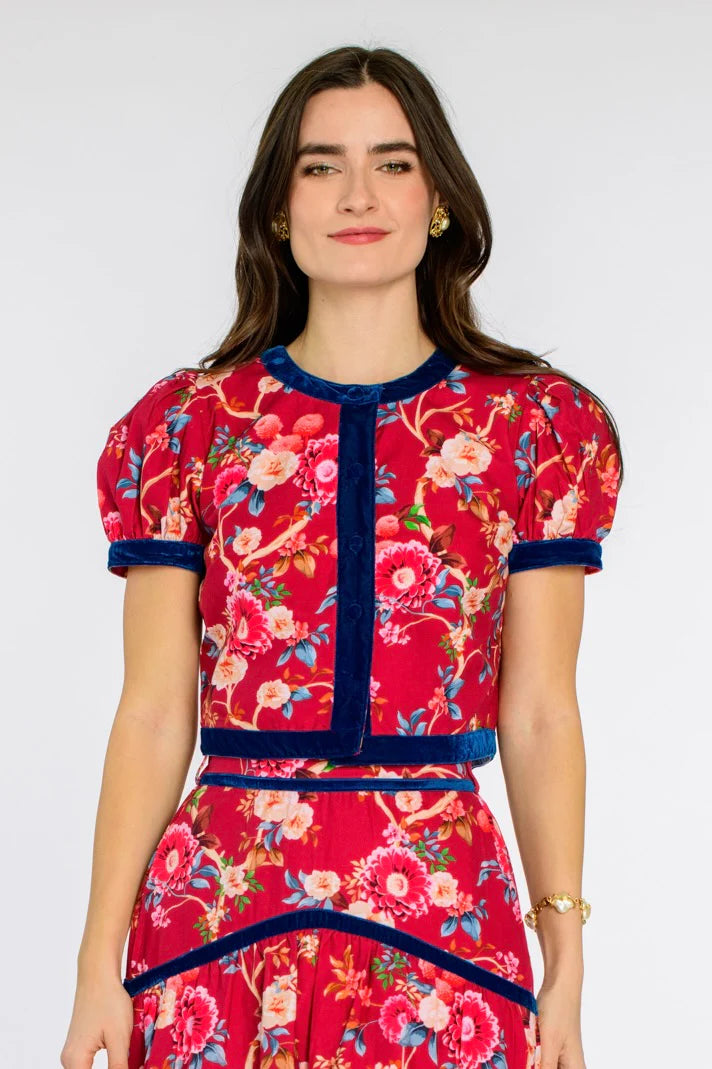 Coco Top in chinoiserie scarlett by Elizabeth James