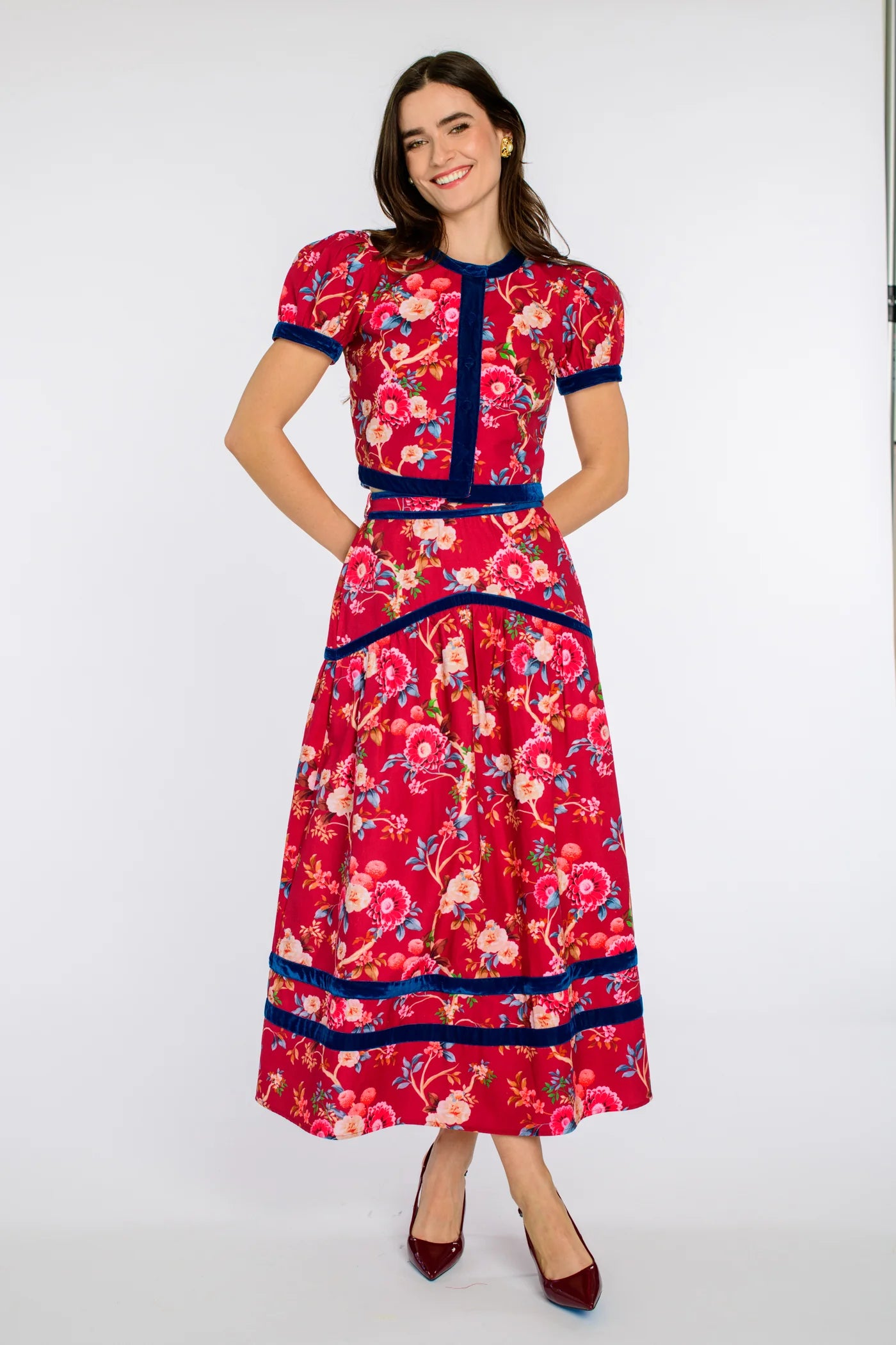 Coco Top in chinoiserie scarlett by Elizabeth James