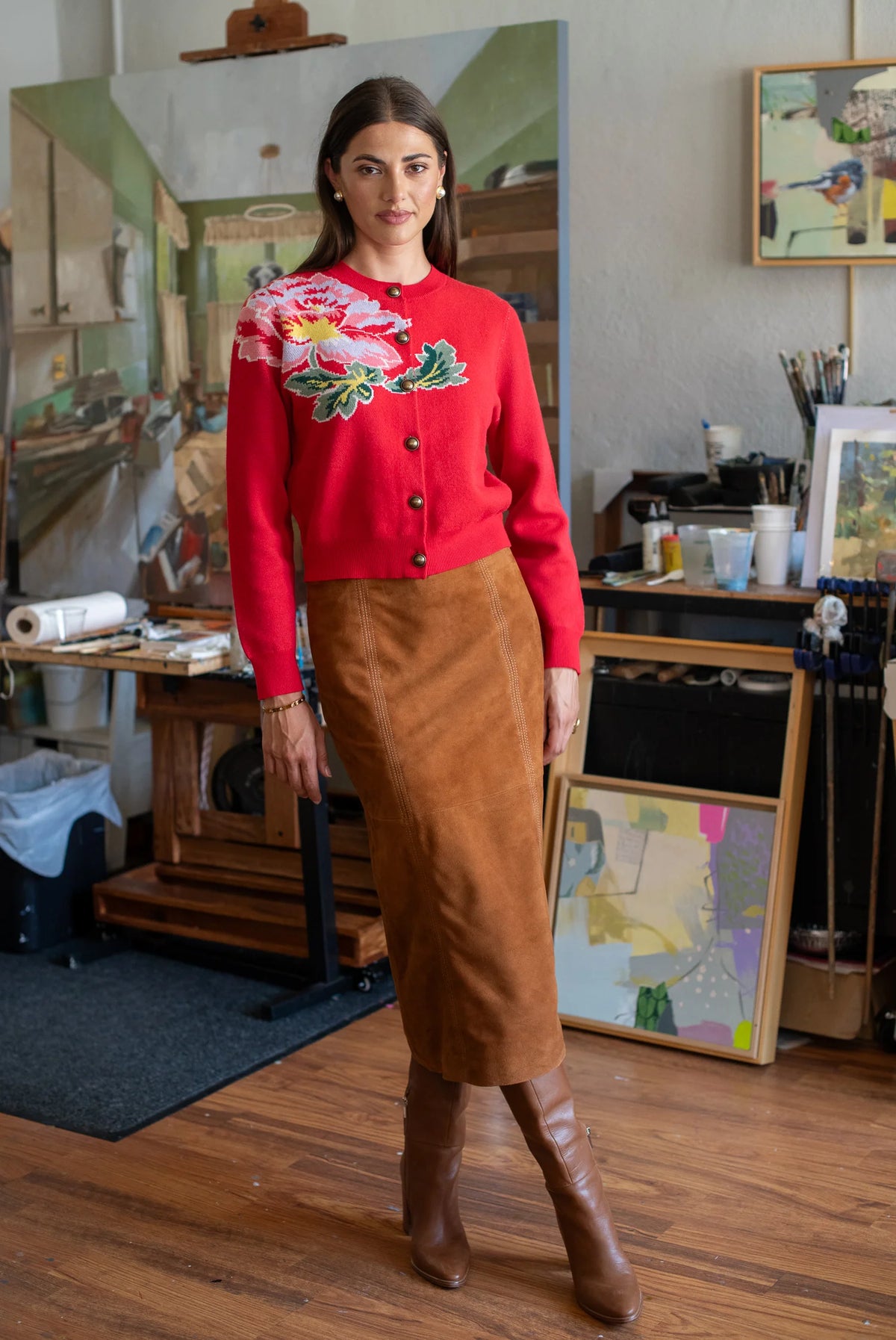 Naomi Cardigan in fall blooms by Elizabeth James