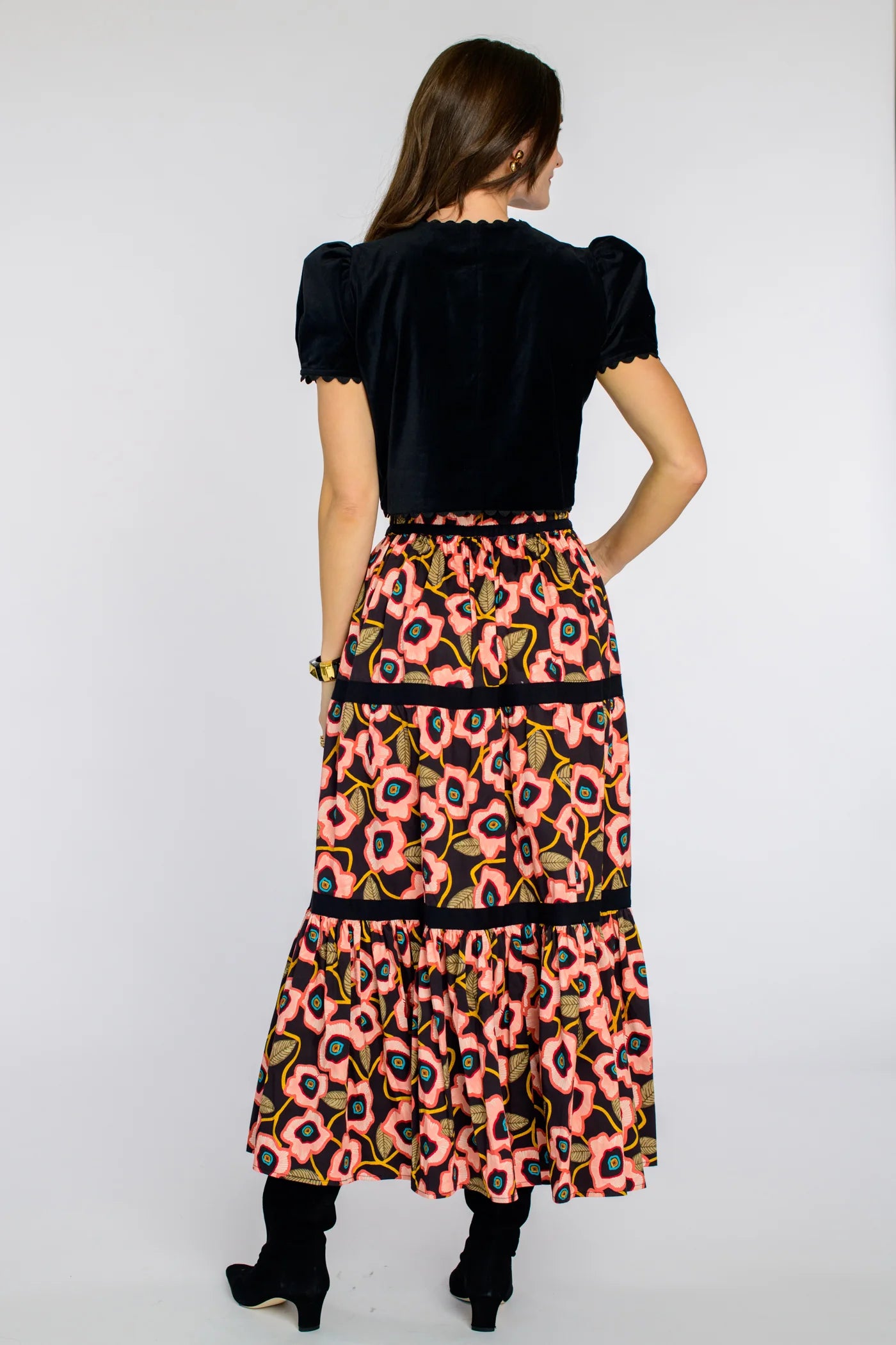 Cap Sleeve Coco Jacket in black by Elizabeth James