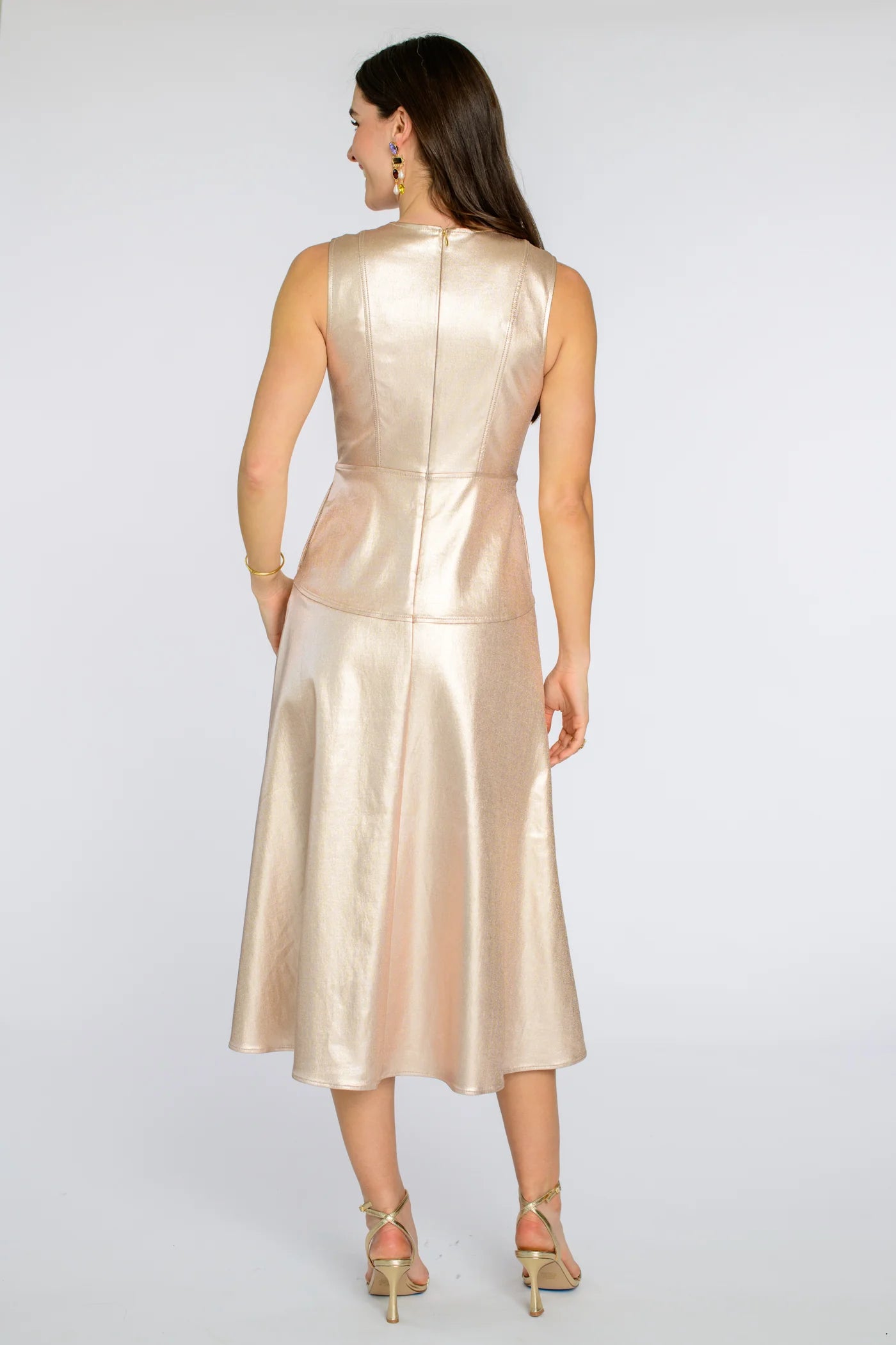 Claire Dress in metallic denim by Elizabeth James
