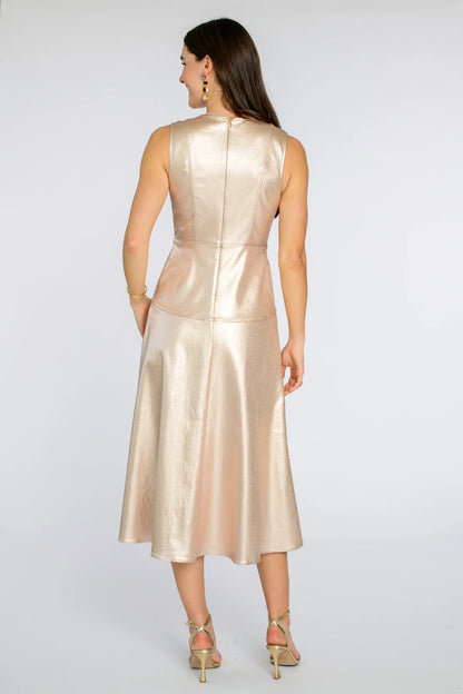 Claire Dress in metallic denim by Elizabeth James