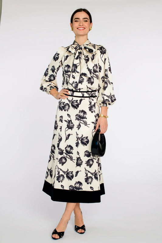 Avery Printed Skirt in snow tulip by Elizabeth James