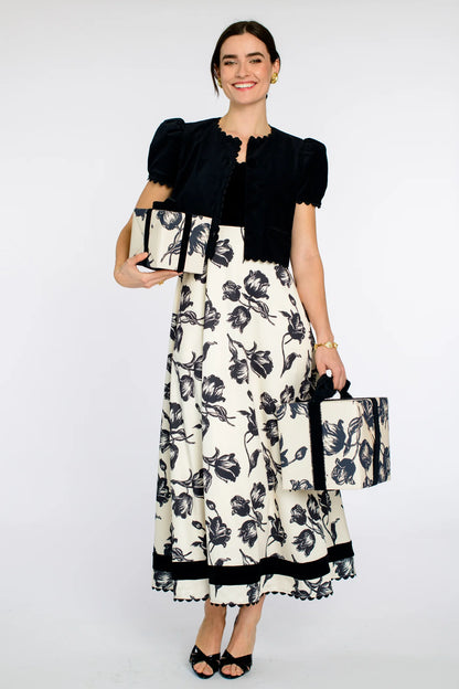 Cap Sleeve Coco Jacket in black by Elizabeth James