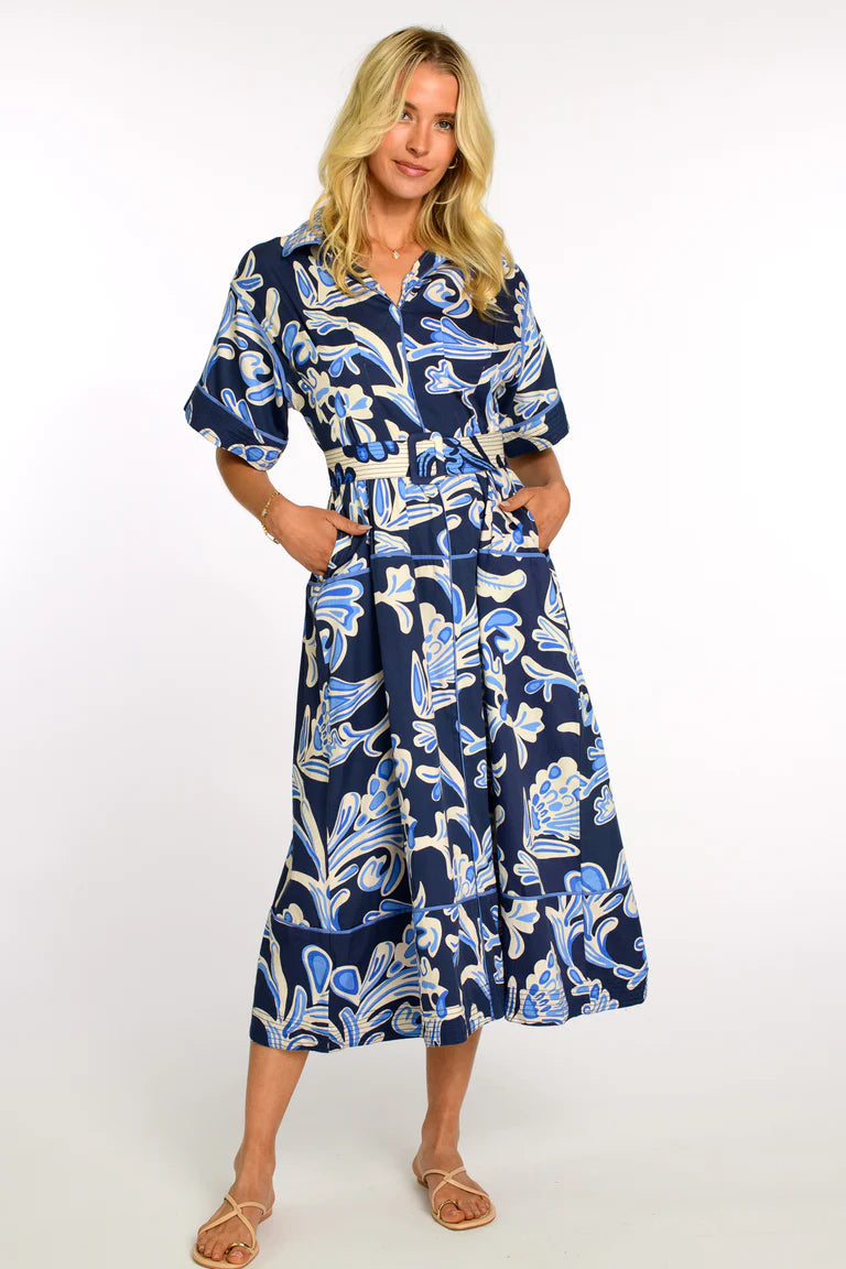 Collins Dress in grand entrance navy by Elizabeth James