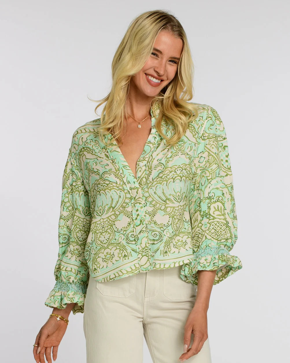 Emily Top in Damask Pool by Elizabeth James