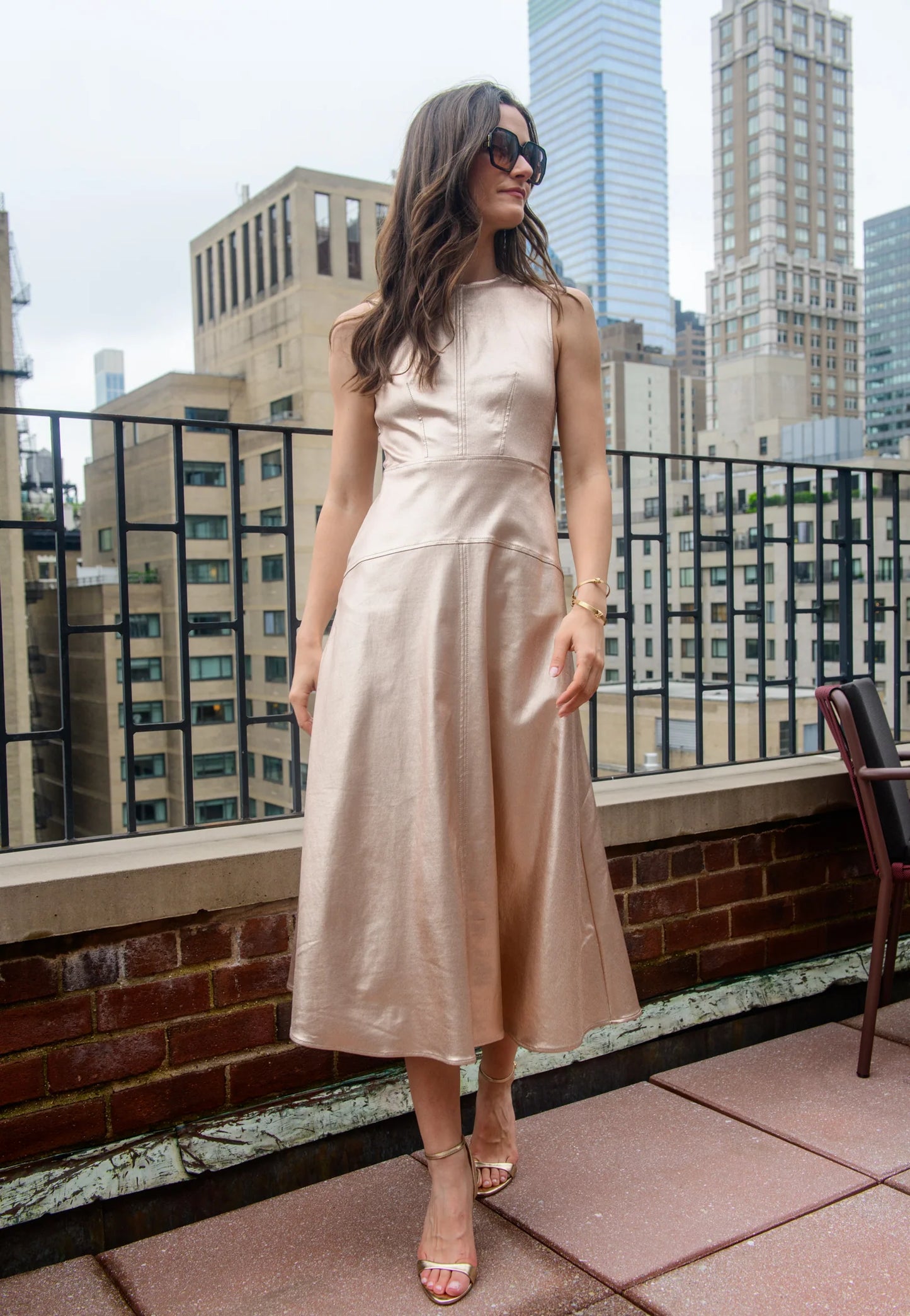 Claire Dress in metallic denim by Elizabeth James