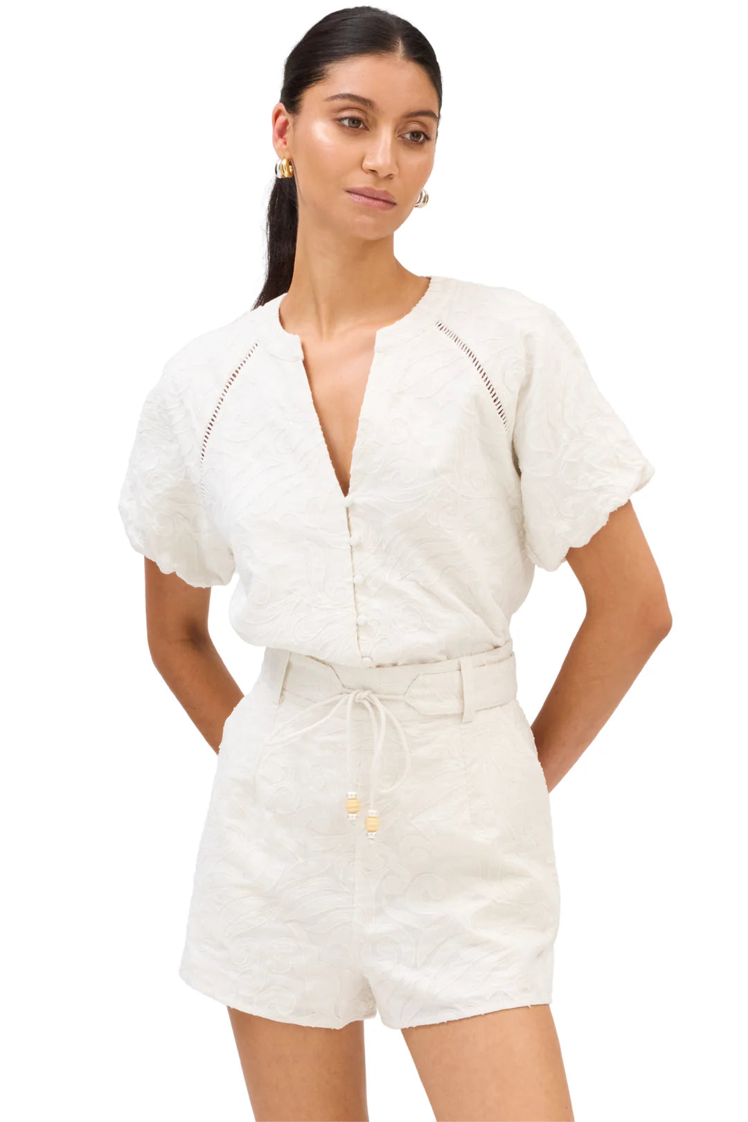 Embroidered Josephine Top in bone by Allison
