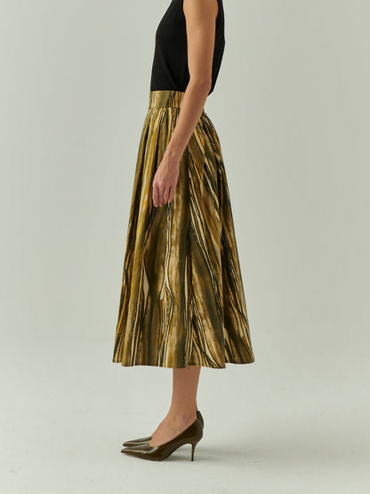 Sloan Midi Skirt in multi olive by Exquise