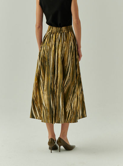 Sloan Midi Skirt in multi olive by Exquise