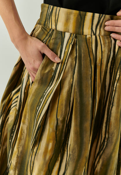 Sloan Midi Skirt in multi olive by Exquise