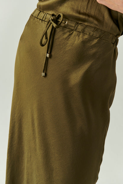 Liv Solid Slip Skirt in olive by Exquise