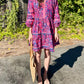 Alison Long Sleeve Dress in floral block navy/pink by LA Plage