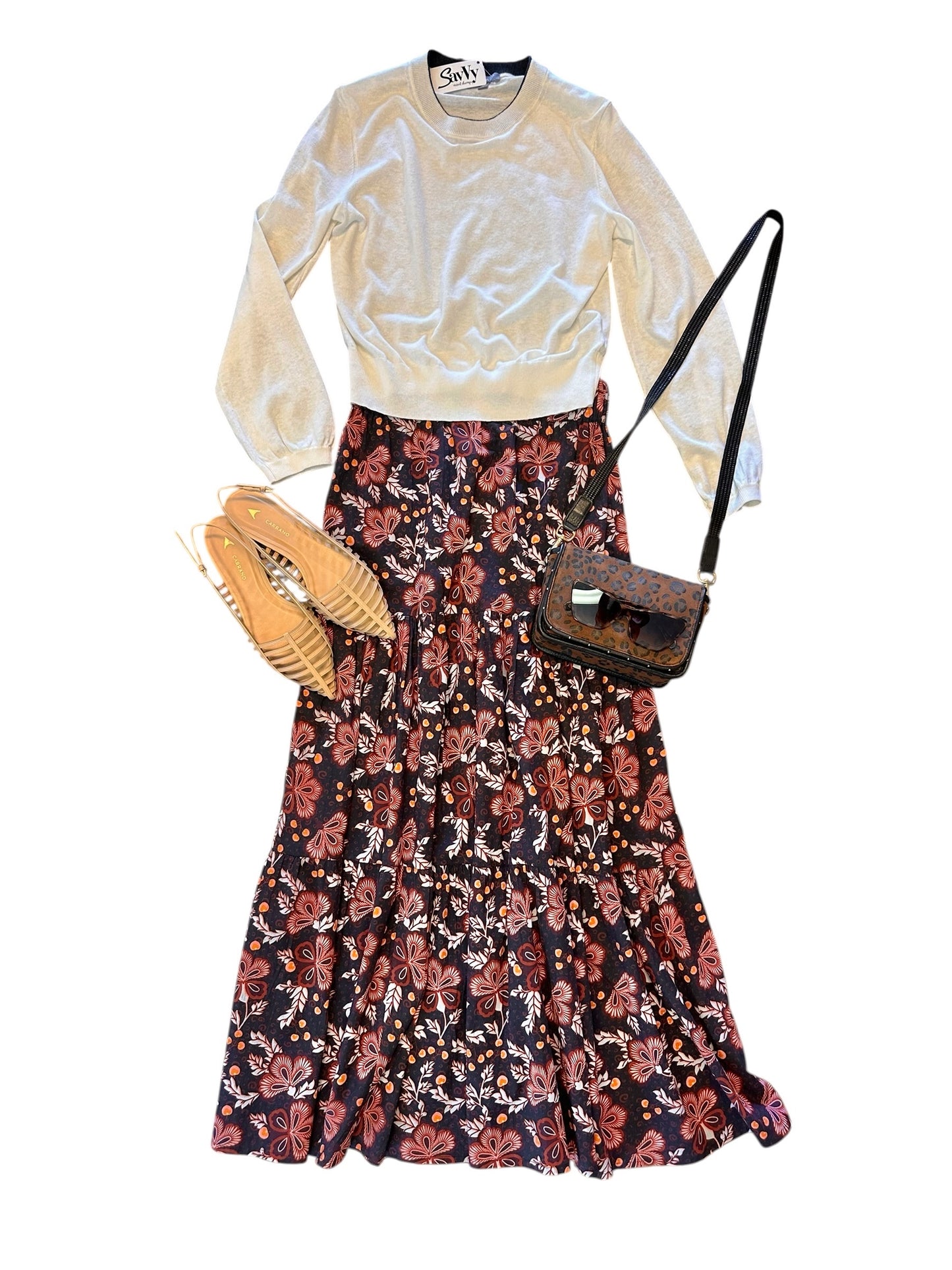 Ariana Printed Maxi Skirt in black floral by Bindu