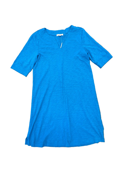 Elbow Sleeve Split Neck Shift Dress in sea siren by Mododoc