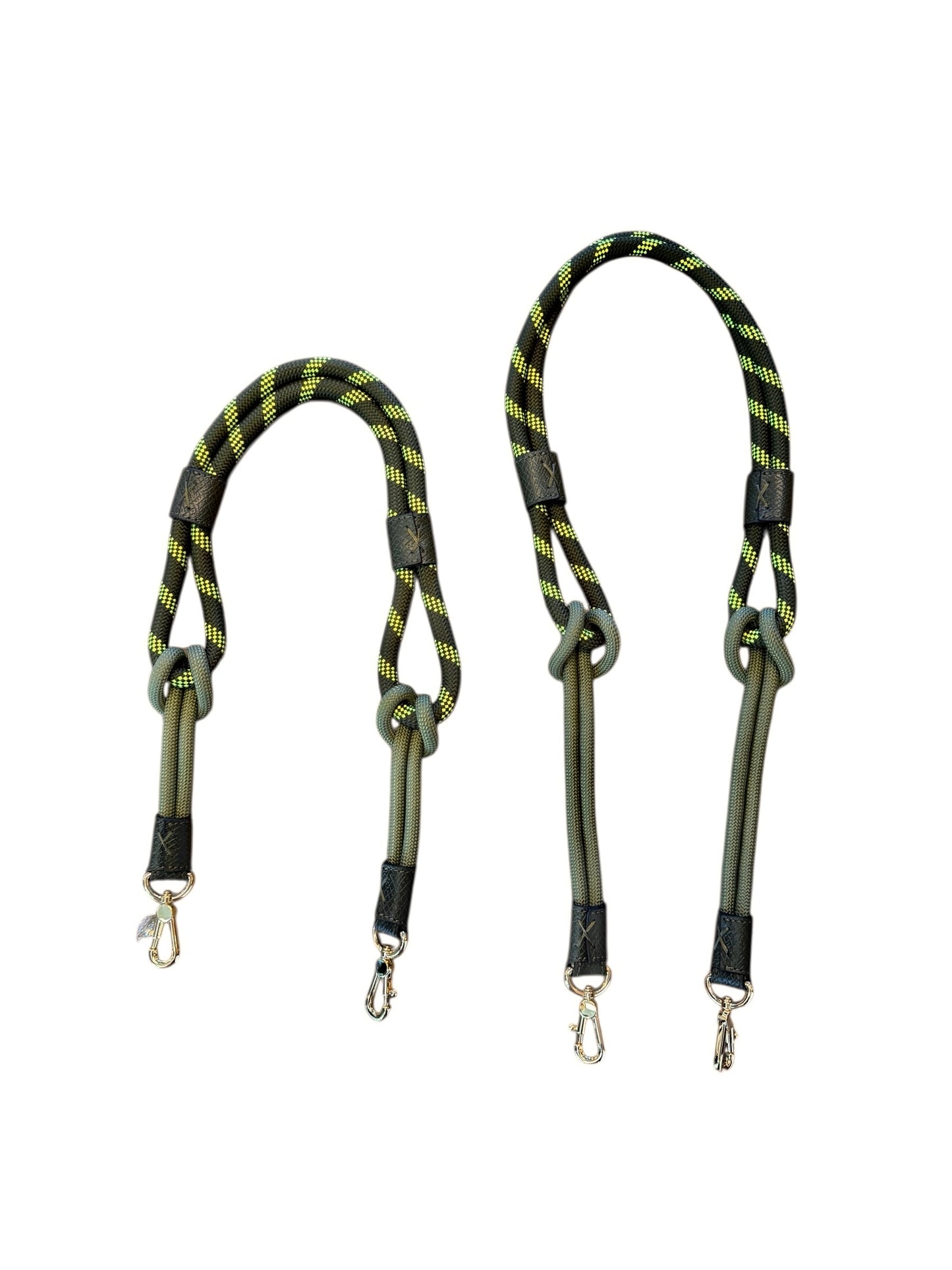 Braided Nylon Strap in dark green rope with forest green reticulated leather
