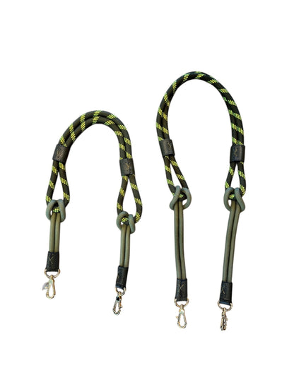 Braided Nylon Strap in dark green rope with forest green reticulated leather