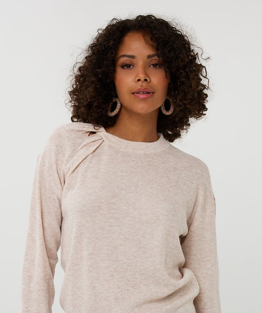 Long Sleeve Twisted Sweater in natural by Esqualo