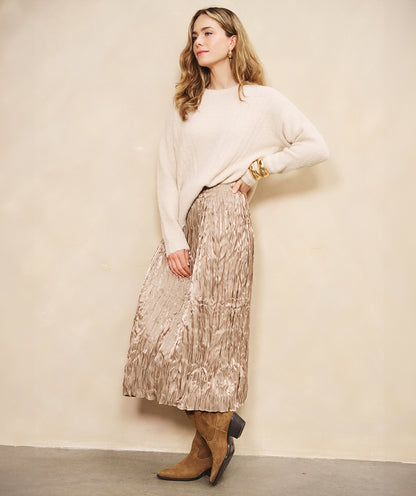 Plisse Skirt in taupe by Esqualo