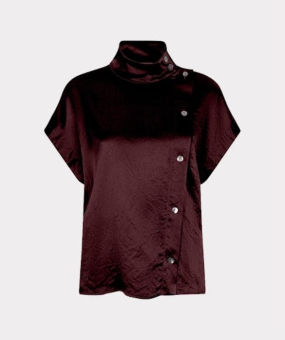 Wide Button Blouse in merlot by Esqualo