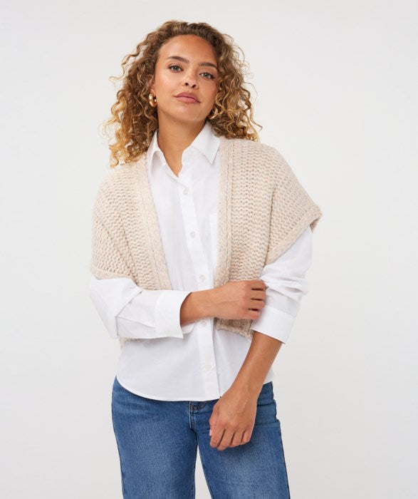 Open Weave Sweater Wrap in biscuit by Esqualo
