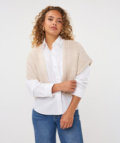 Open Weave Sweater Wrap in biscuit by Esqualo
