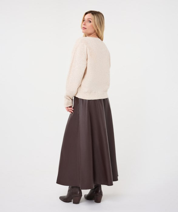 Faux Leather Midi Skirt in cacao by Esqualo