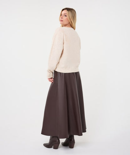 Faux Leather Midi Skirt in cacao by Esqualo
