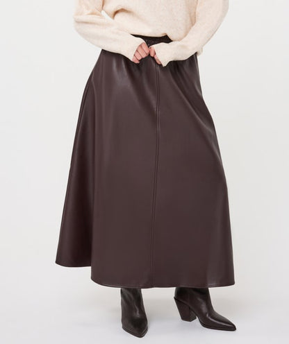 Faux Leather Midi Skirt in cacao by Esqualo