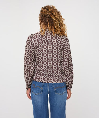 Printed Blouse in bow warm cacao by Esqualo