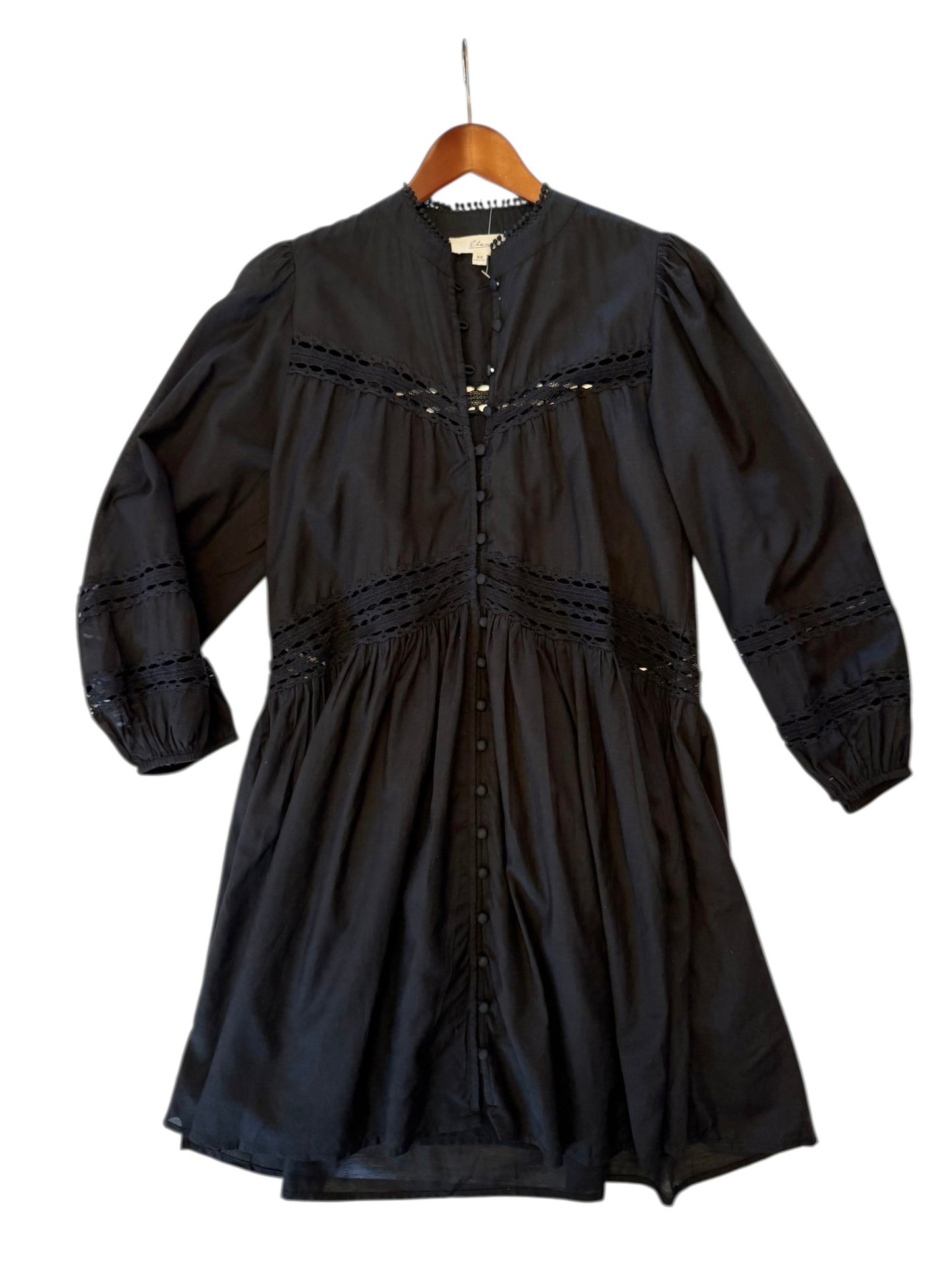3/4 Sleeve Flowy Lace Dress in black by Elan