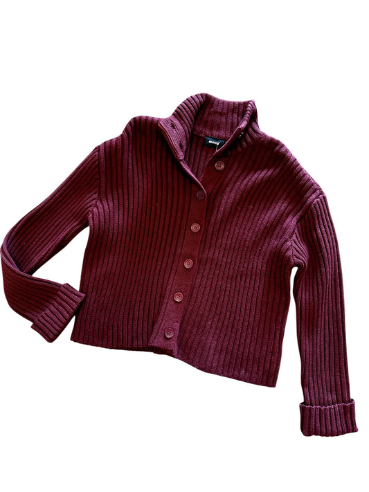 Lakshmi Long Sleeve Mock Neck Sweater in deep burgundy by RD