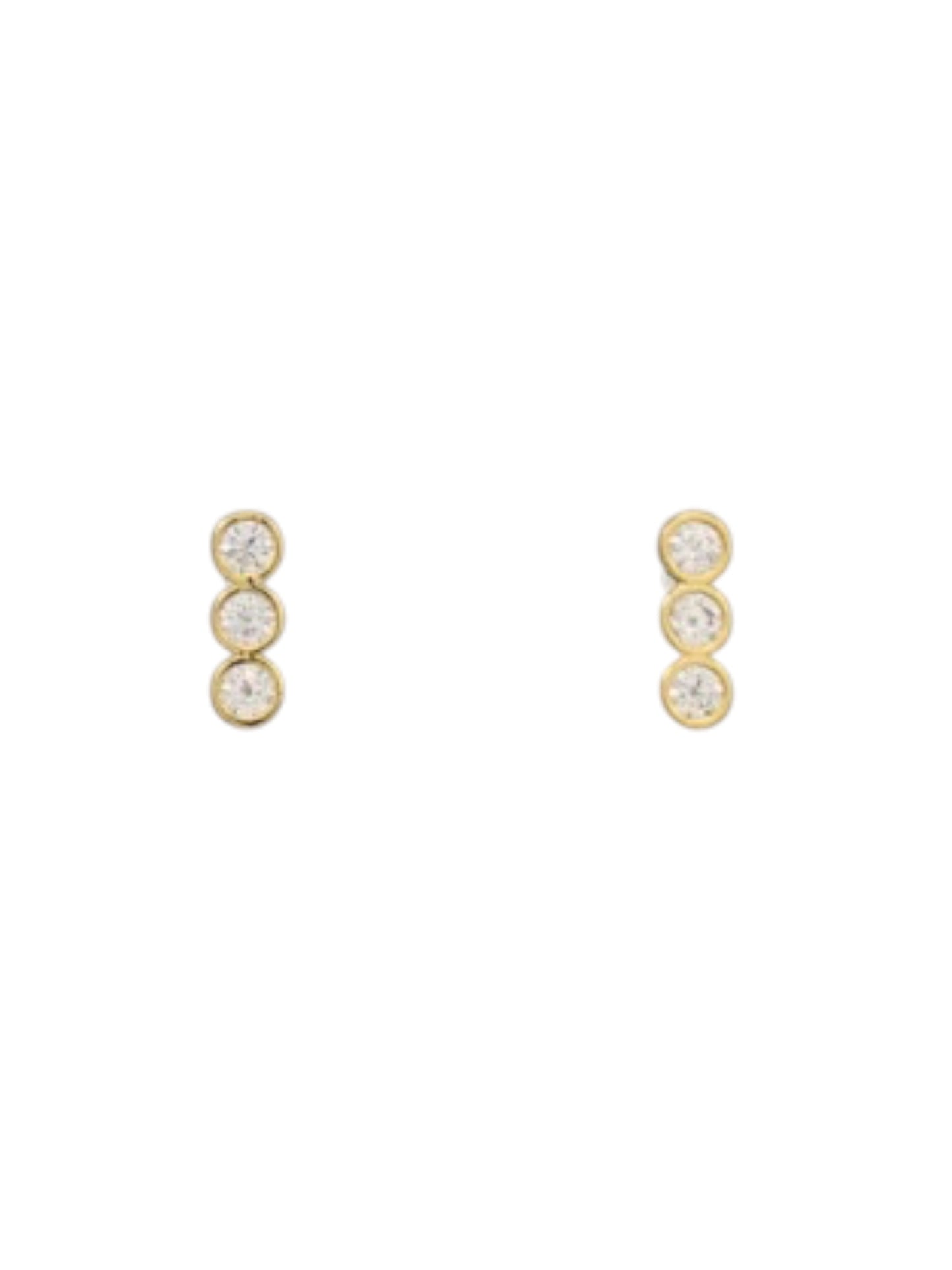 CZ Bar Stud Earrings in gold