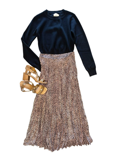 Baby Leopard Pleated Maxi Skirt in pink by Farm Rio