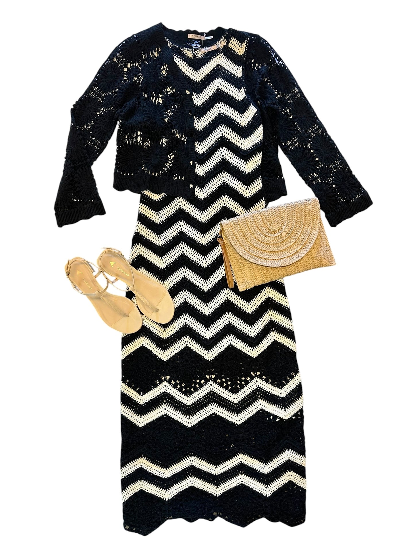 Crochet Cardigan in black by Esqualo