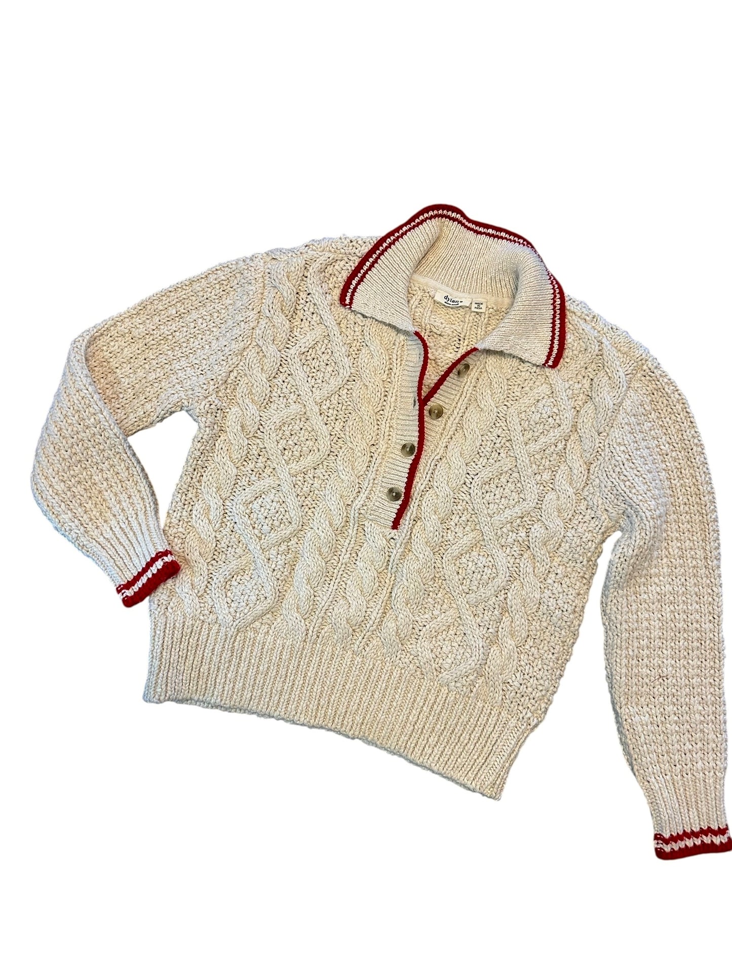 Charlotte Cable Button Front Sweater in natural by Dylan