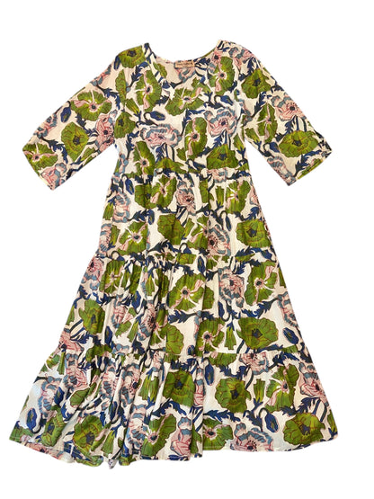 3/4 Sleeve Tiered Maxi in green/blue by Dress Addict
