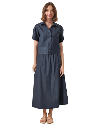 Poplin A-line Maxi Skirt in navy by Lilla P