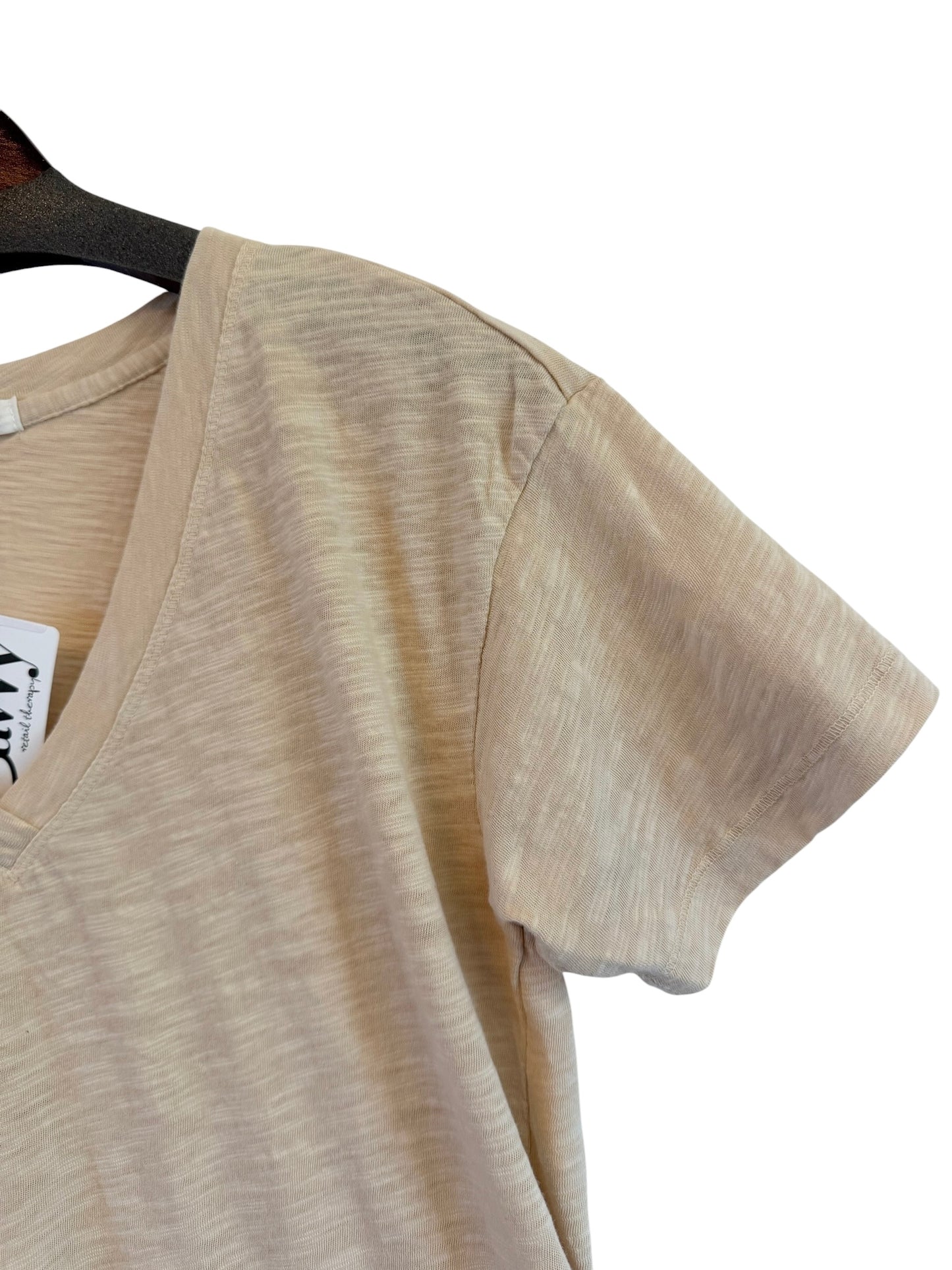 Short Sleeve V-Neck Boxy Tee in pearlescent by Mododoc